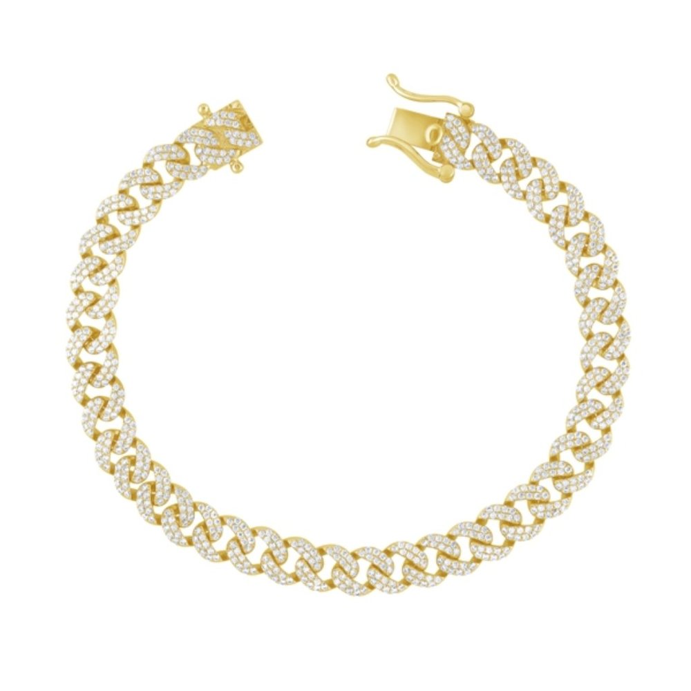 3.00 Carat Natural Diamond Bracelet G SI 14K Yellow Gold 7 inches